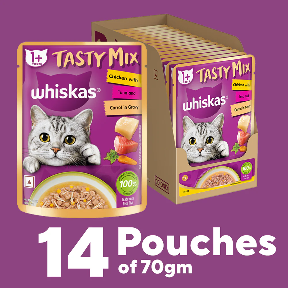 Whiskas Chicken With Tuna And Carrot in Gravy Tasty Mix Adult Cat Wet Food - Image 19