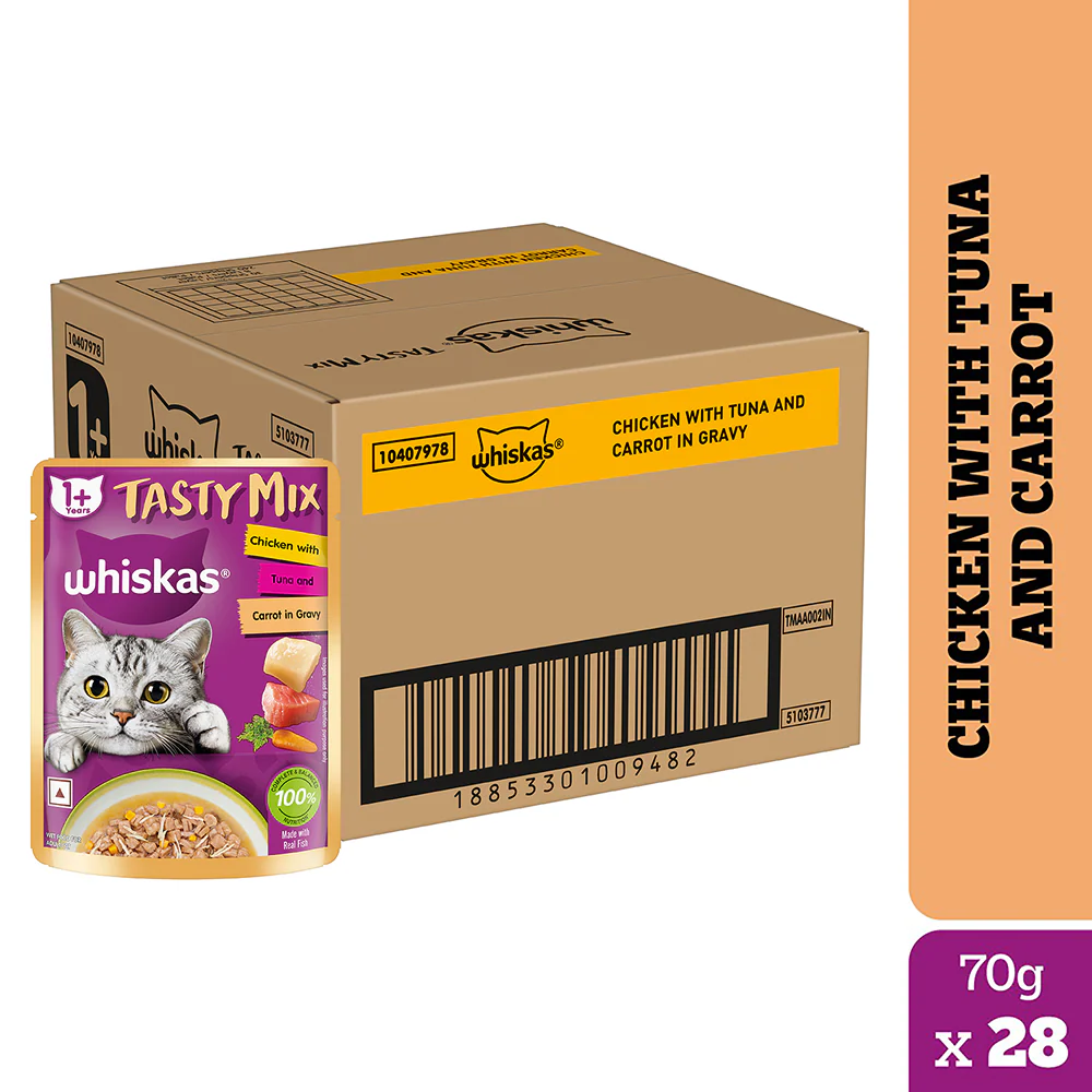 Whiskas Chicken With Tuna And Carrot in Gravy Tasty Mix Adult Cat Wet Food - Image 22
