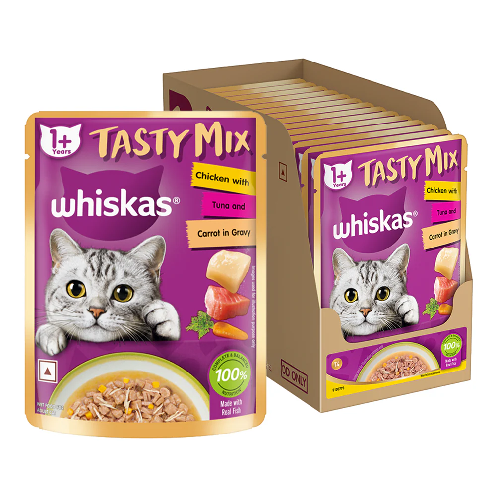 Whiskas Chicken With Tuna And Carrot in Gravy Tasty Mix Adult Cat Wet Food - Image 24