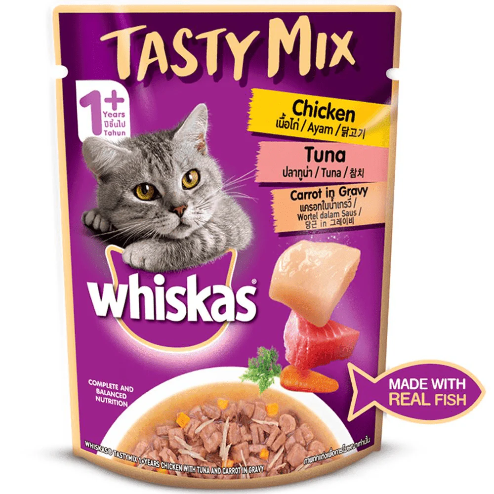 Whiskas Chicken With Tuna And Carrot in Gravy Tasty Mix Adult Cat Wet Food - Image 2