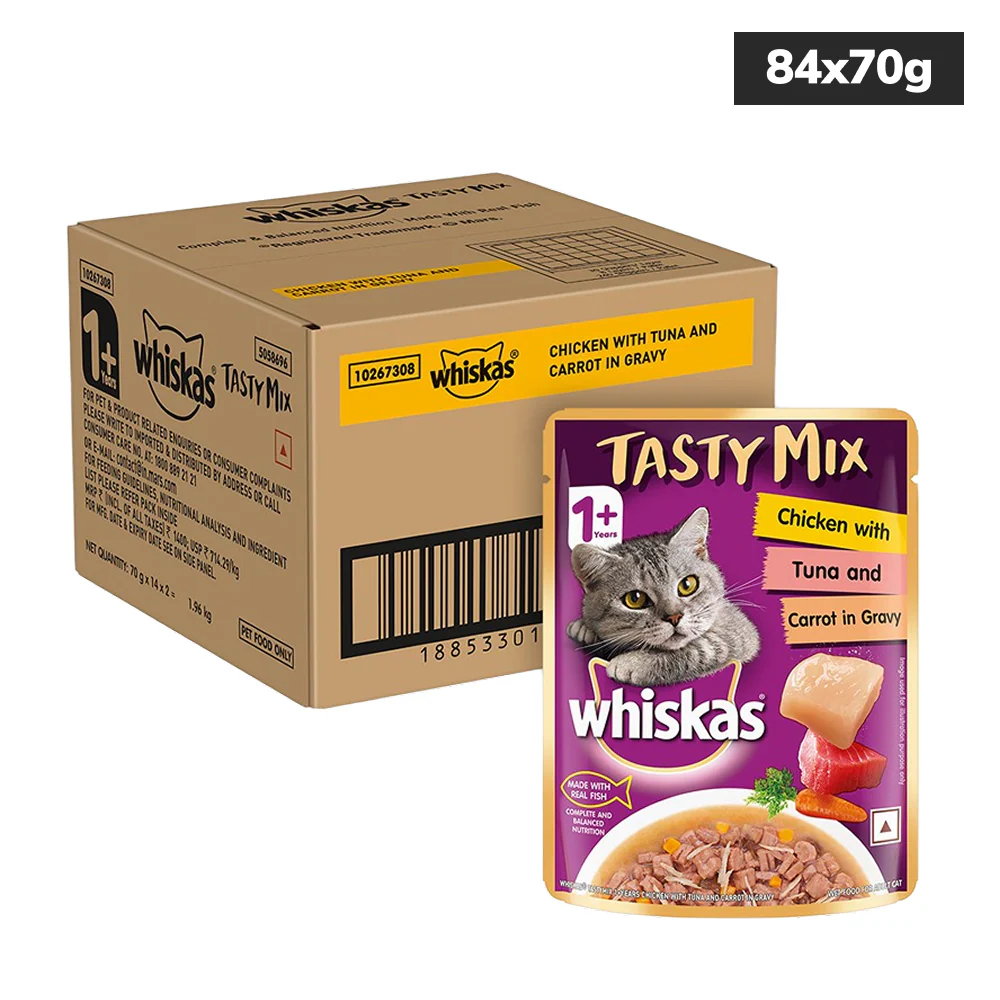Whiskas Chicken With Tuna And Carrot in Gravy Tasty Mix Adult Cat Wet Food - Image 5