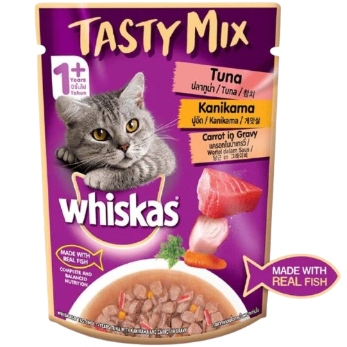 Whiskas Chicken With Tuna & Carrot and Tuna with Kanikama & Carrot in Gravy Tasty Mix Adult Cat Wet Food Combo - Image 4