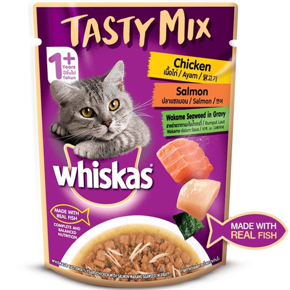 Whiskas Chicken With Tuna & Carrot and Salmon Wakame Seaweed in Gravy Tasty Mix Adult Cat Wet Food Combo - Image 3