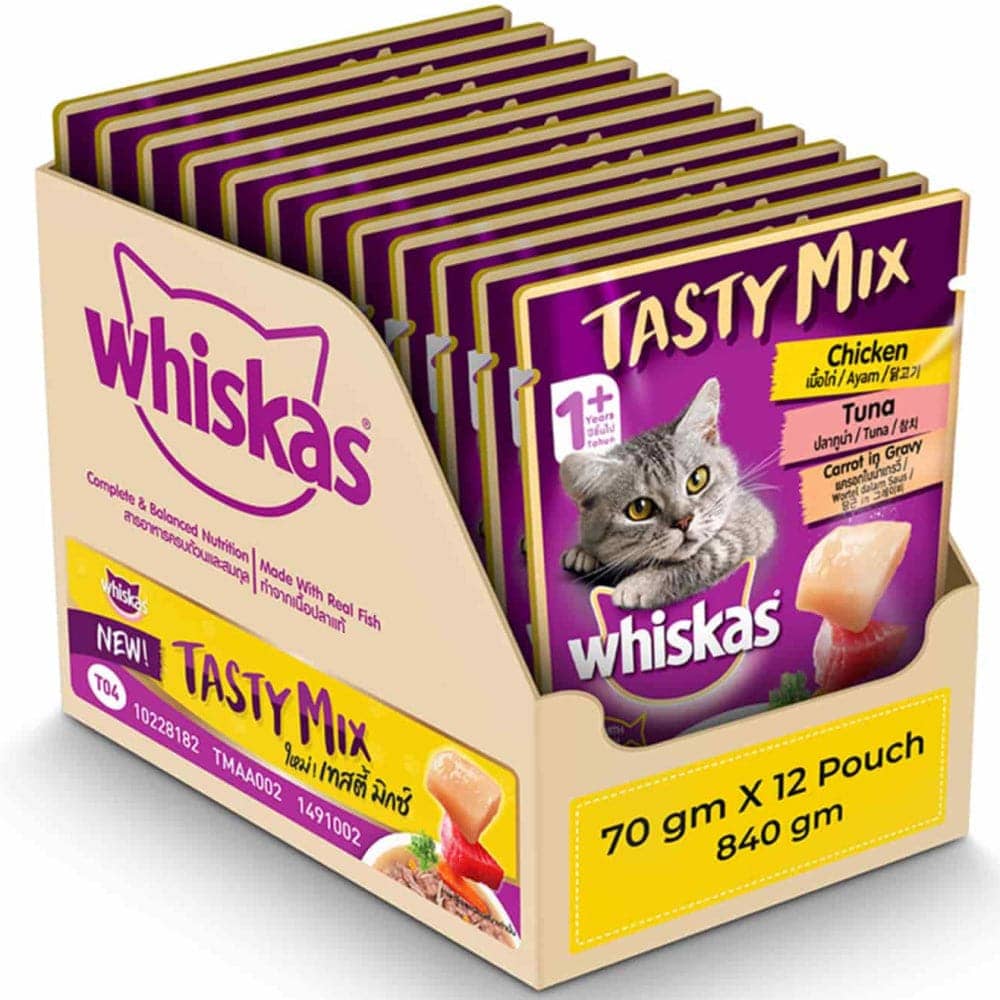 Whiskas Chicken With Tuna, Carrot in Gravy Tasty Mix And Tuna in Jelly Adult Cat Wet Food Combo - Image 2