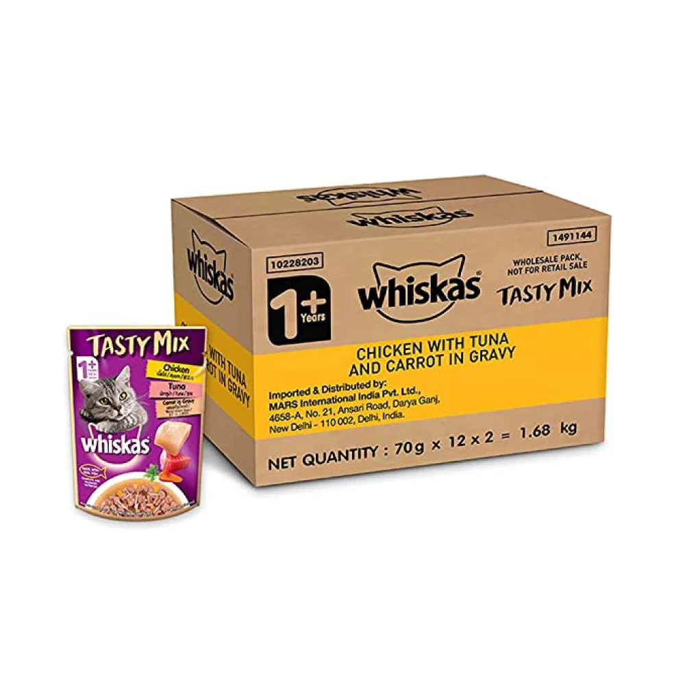 Whiskas Chicken With Tuna, Carrot in Gravy Tasty Mix And Tuna in Jelly Adult Cat Wet Food Combo - Image 5
