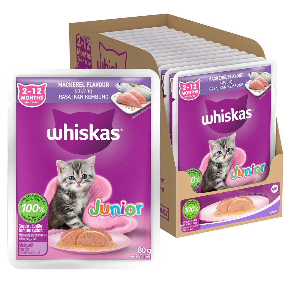 Whiskas Junior Mackerel Flavour Kitten (2-12 months) Cat Wet Food - Image 24