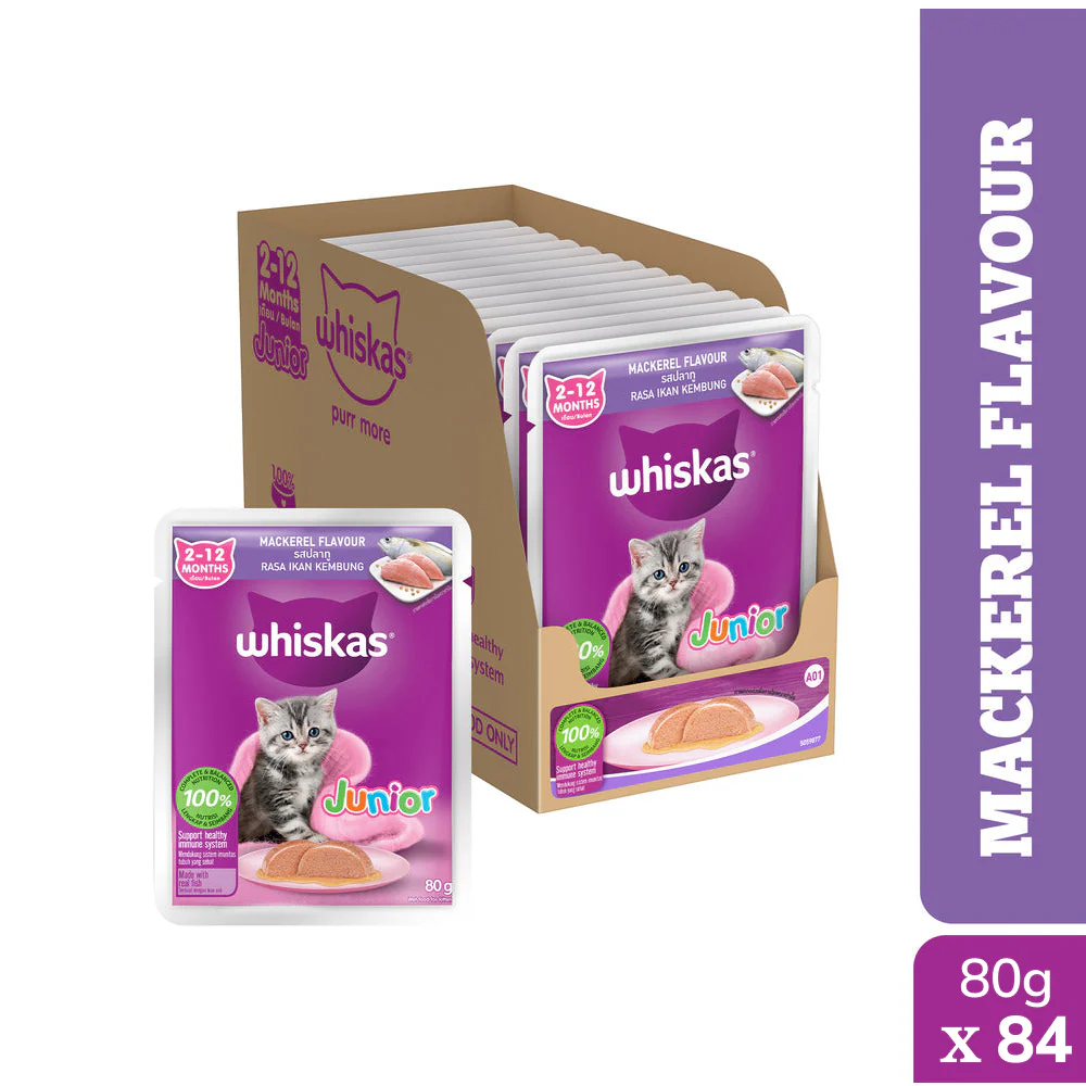 Whiskas Junior Mackerel Flavour Kitten (2-12 months) Cat Wet Food - Image 19
