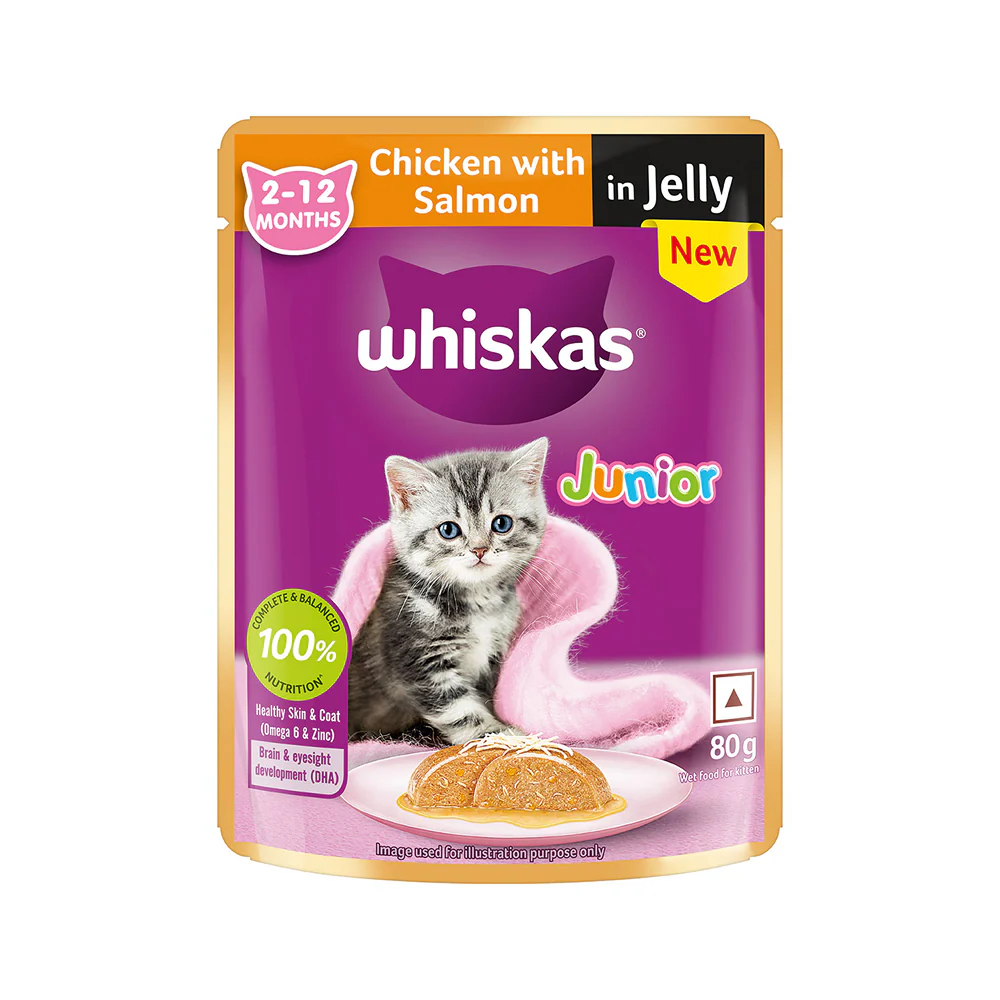 Whiskas Kitten Cat Food Combo |Ocean Fish Dry & Chicken with Salmon in Jelly in Gravy Wet - Image 38