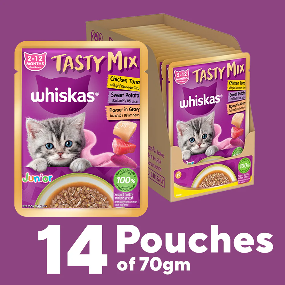 Whiskas Tasty Mix Chicken Tuna with Sweet Potato Kitten Cat Wet Food - Image 19