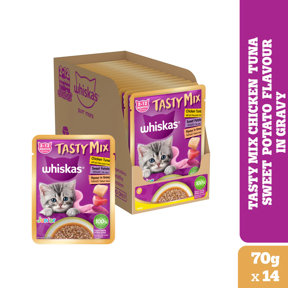 Whiskas Tasty Mix Chicken Tuna with Sweet Potato Kitten Cat Wet Food - Image 27