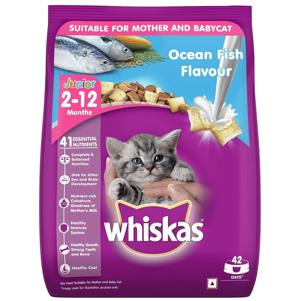 Whiskas Ocean Fish and Tuna in Jelly Kitten Dry and Wet Food Combo - Image 2