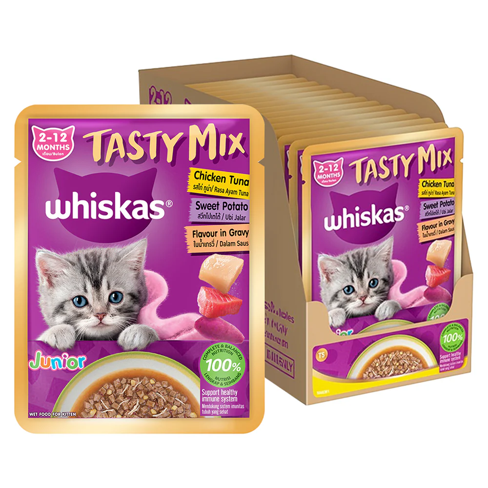 Whiskas Tasty Mix Chicken Tuna with Sweet Potato Kitten Cat Wet Food - Image 21