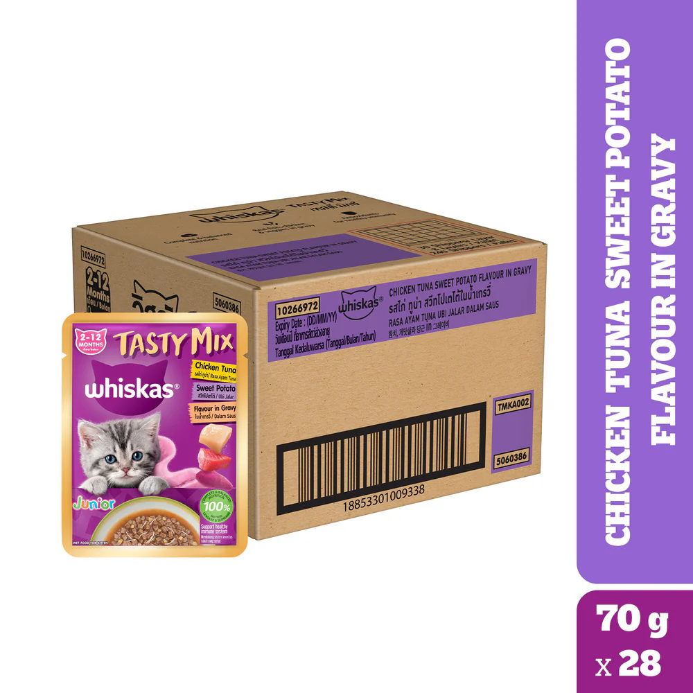 Whiskas Tasty Mix Chicken Tuna with Sweet Potato Kitten Cat Wet Food - Image 25