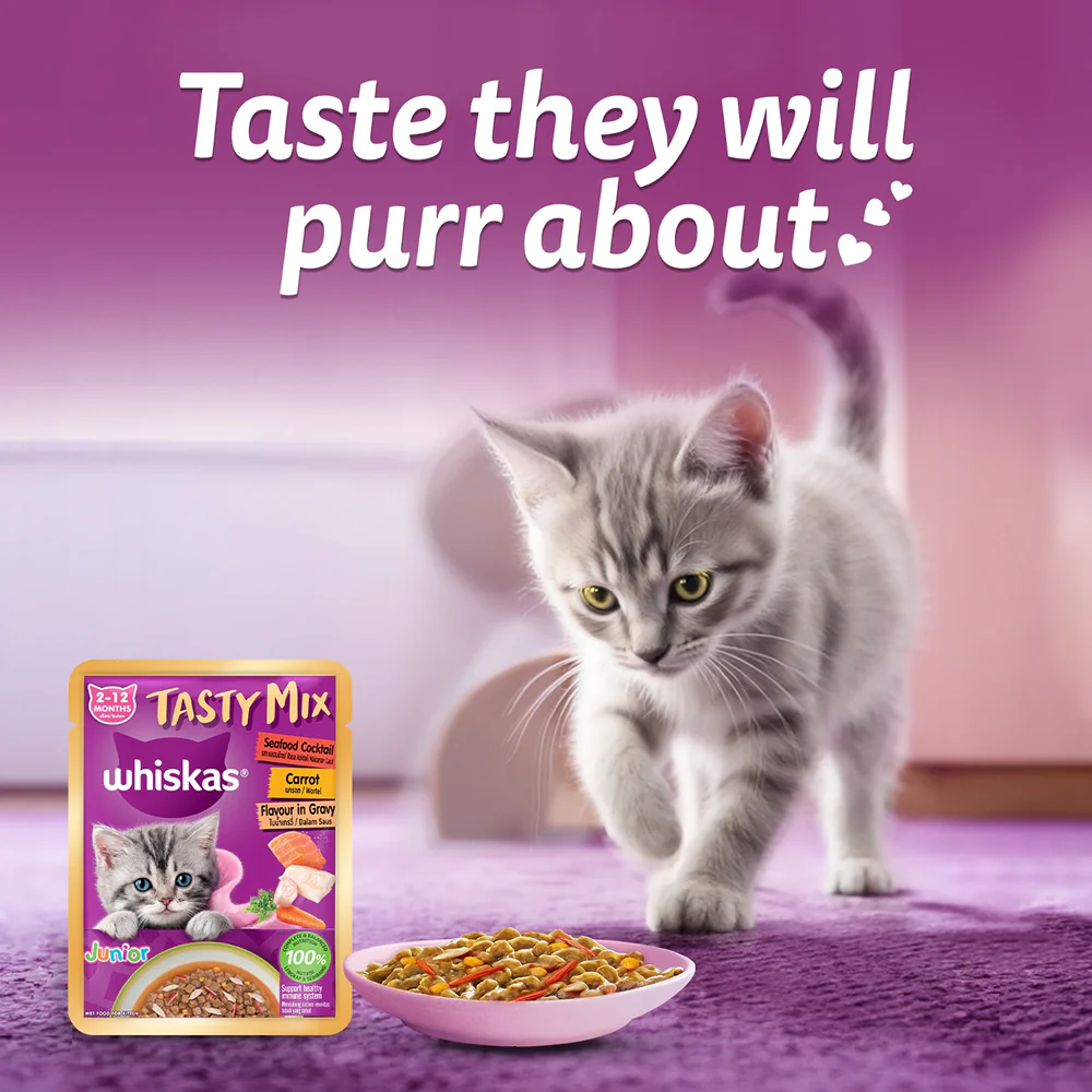 Whiskas Tasty Mix Seafood Cocktail Carrot Gravy Kitten Cat Wet Food - Image 15