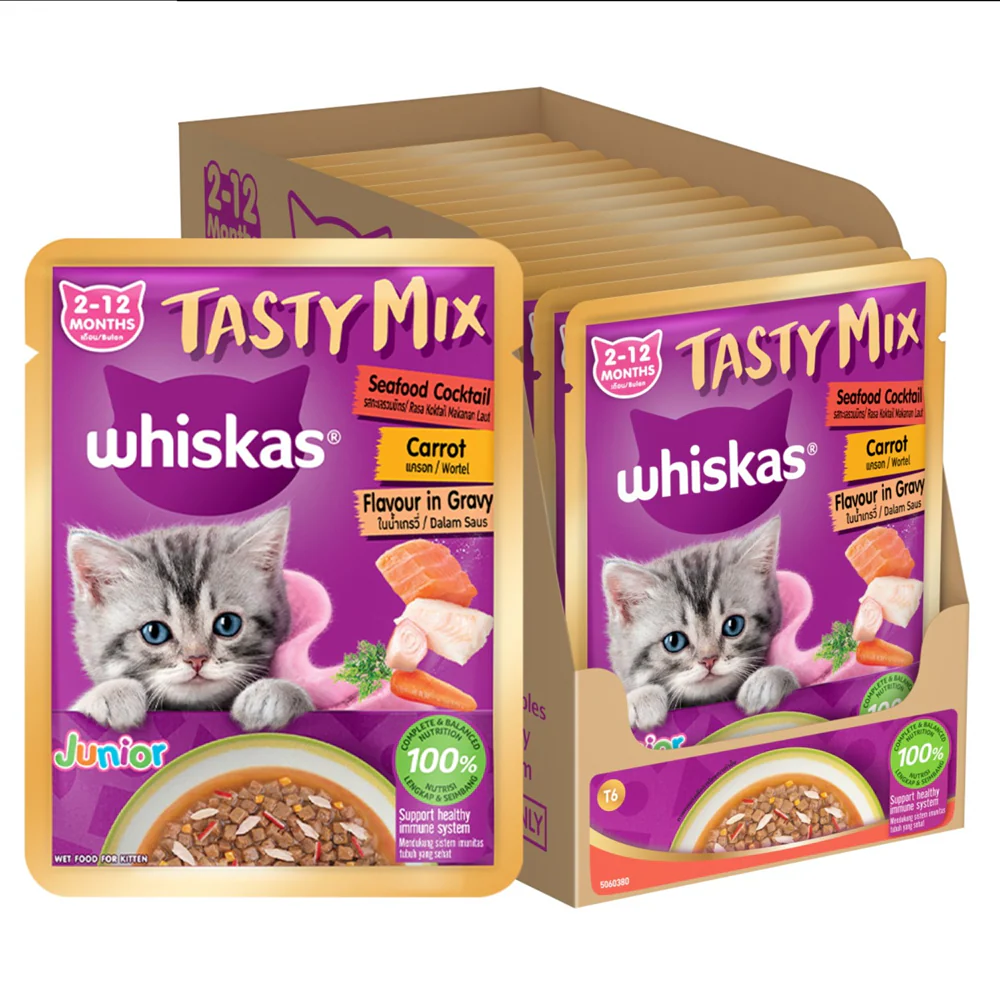 Whiskas Tasty Mix Seafood Cocktail Carrot Gravy Kitten Cat Wet Food - Image 20