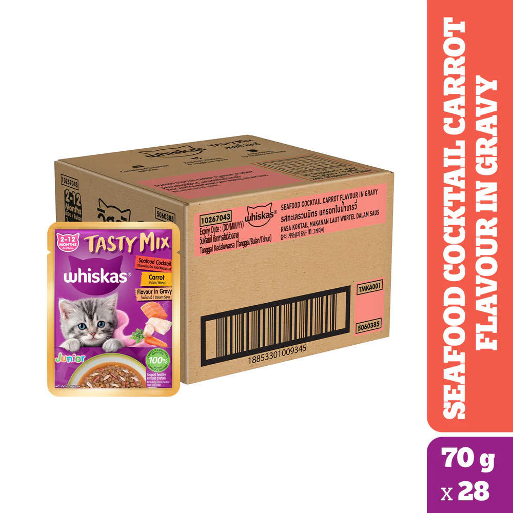 Whiskas Tasty Mix Seafood Cocktail Carrot Gravy Kitten Cat Wet Food - Image 22