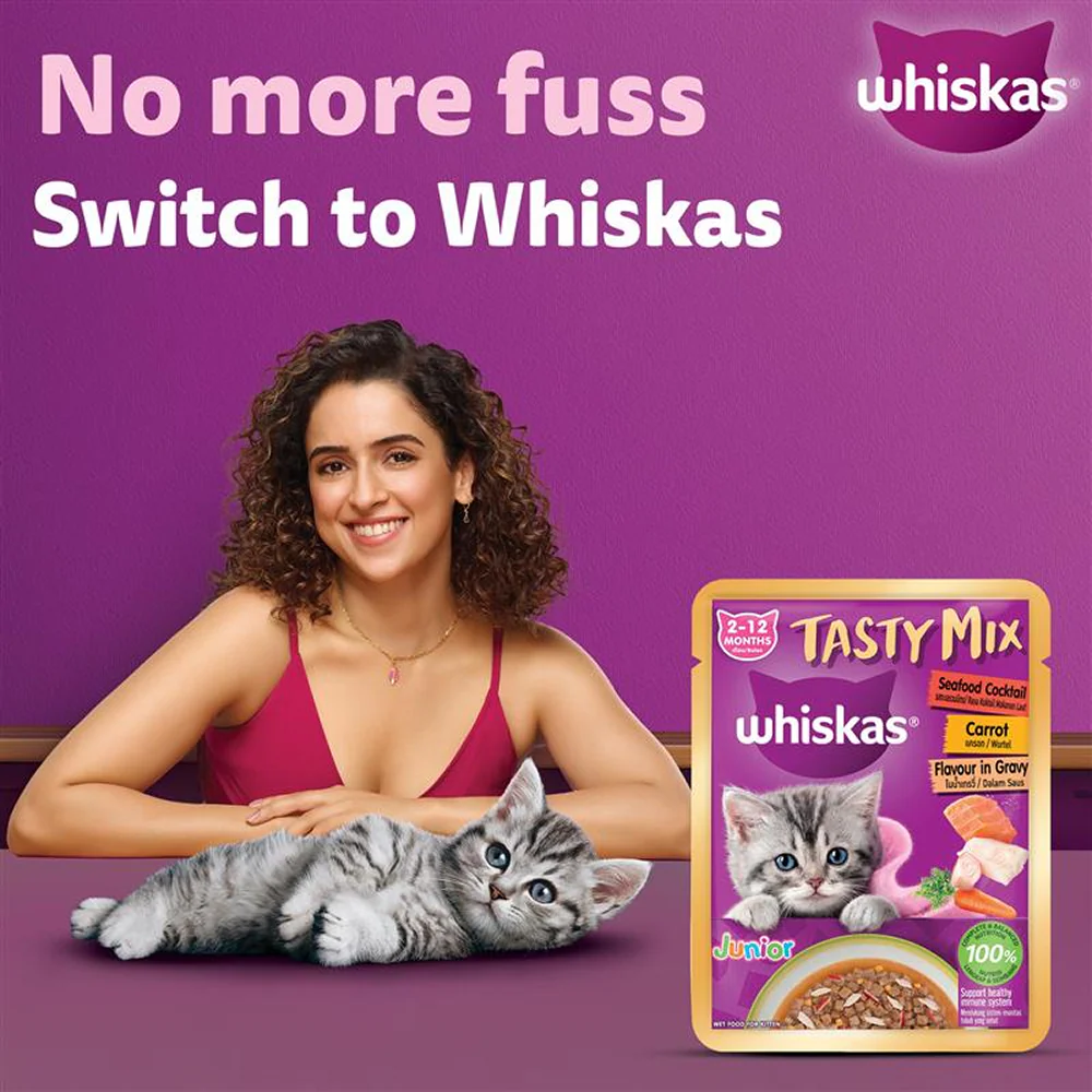 Whiskas Tasty Mix Seafood Cocktail Carrot Gravy Kitten Cat Wet Food - Image 4