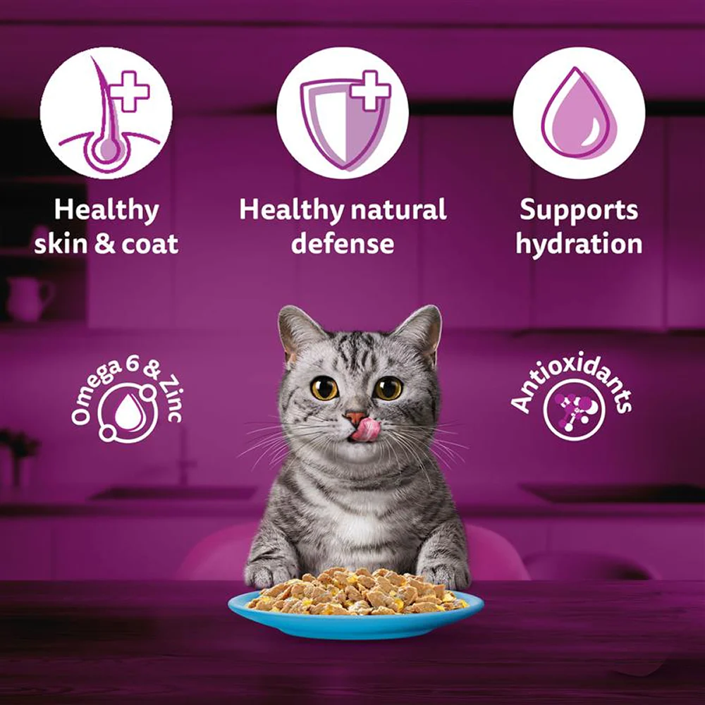 Whiskas Tuna in Jelly, Chicken and Salmon in Gravy Meal Adult Cat Wet Food - Image 14