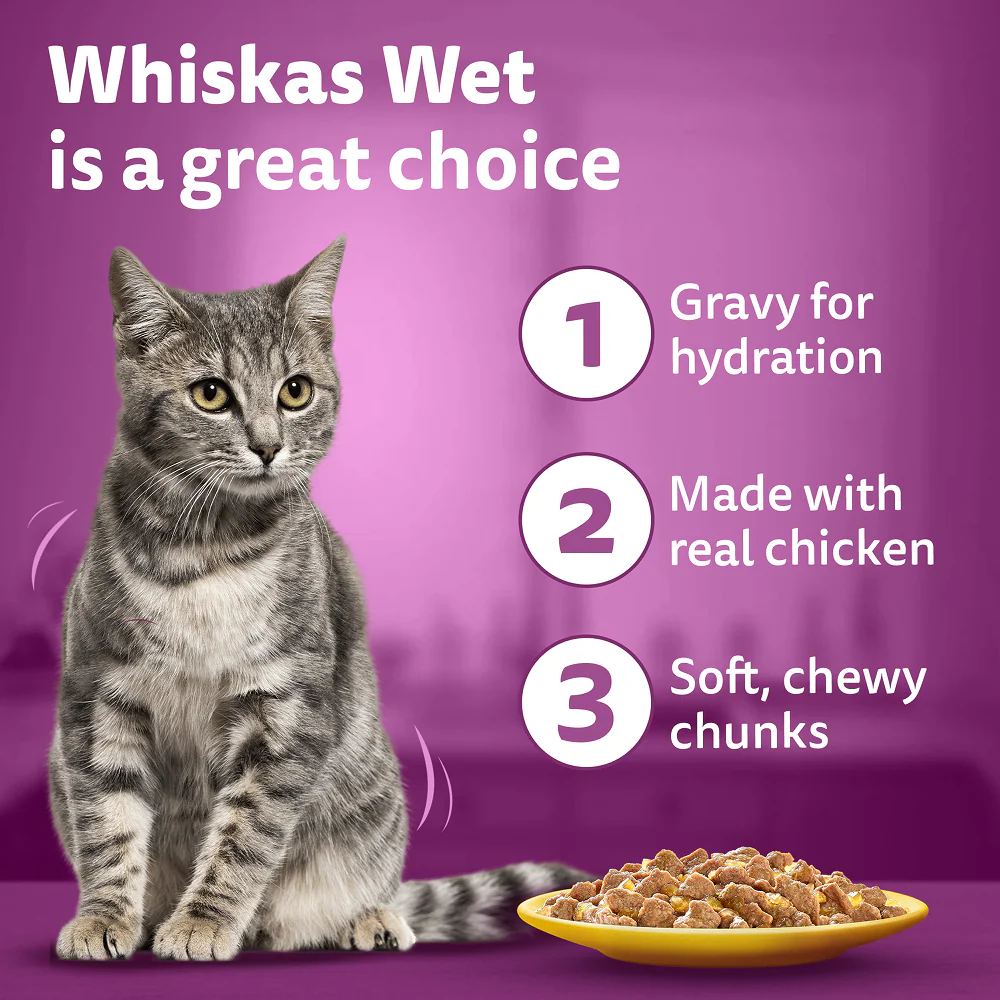 Whiskas Tuna in Jelly, Chicken and Salmon in Gravy Meal Adult Cat Wet Food - Image 24