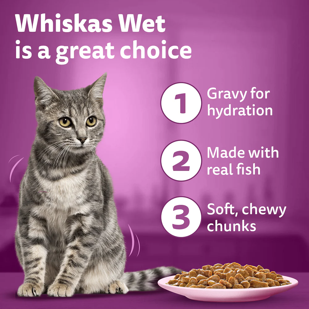 Whiskas Tuna in Jelly, Chicken and Salmon in Gravy Meal Adult Cat Wet Food - Image 39