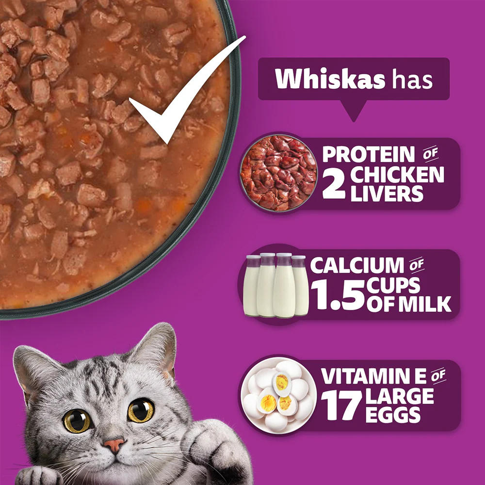 Whiskas Tuna in Jelly, Chicken and Salmon in Gravy Meal Adult Cat Wet Food - Image 43