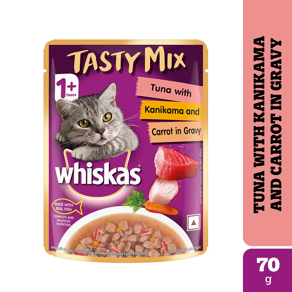 Whiskas Tuna with Kanikama And Carrot in Gravy Tasty Mix Adult Cat Wet Food