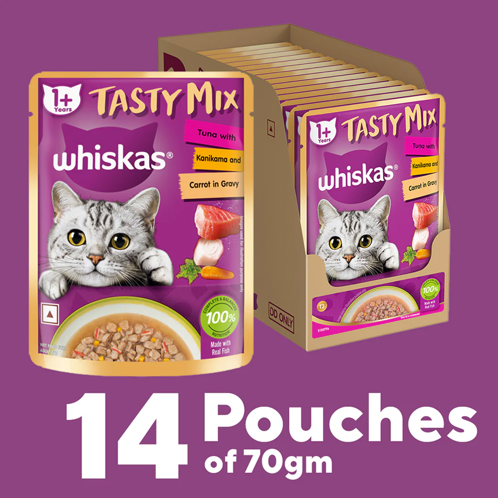 Whiskas Tuna with Kanikama And Carrot in Gravy Tasty Mix Adult Cat Wet Food - Image 19