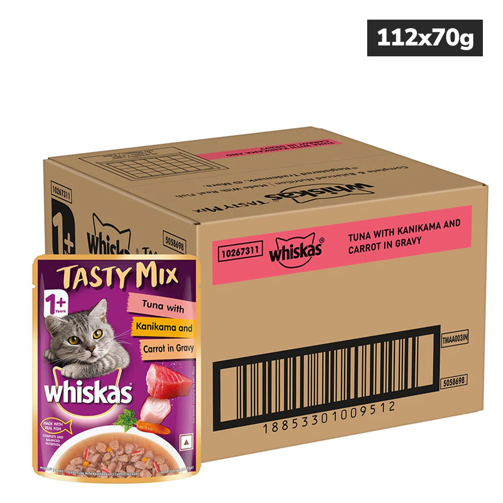 Whiskas Tuna with Kanikama And Carrot in Gravy Tasty Mix Adult Cat Wet Food - Image 4