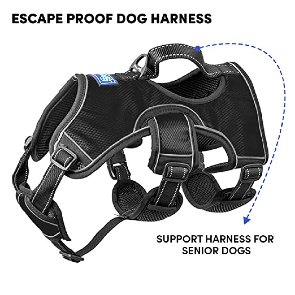 Whoof Whoof Full Body Three Layer Belt Harness for Dogs (Black) - Image 3