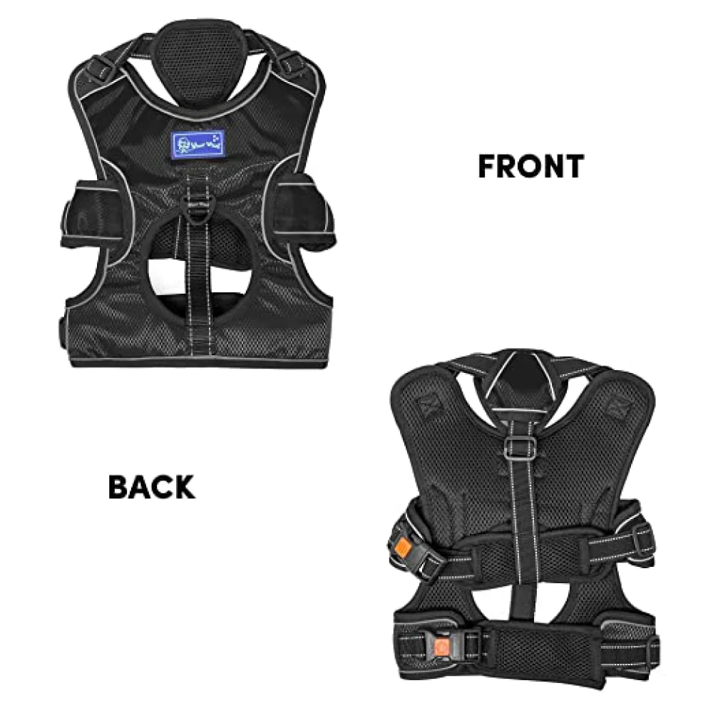 Whoof Whoof Full Body Three Layer Belt Harness for Dogs (Black) - Image 6
