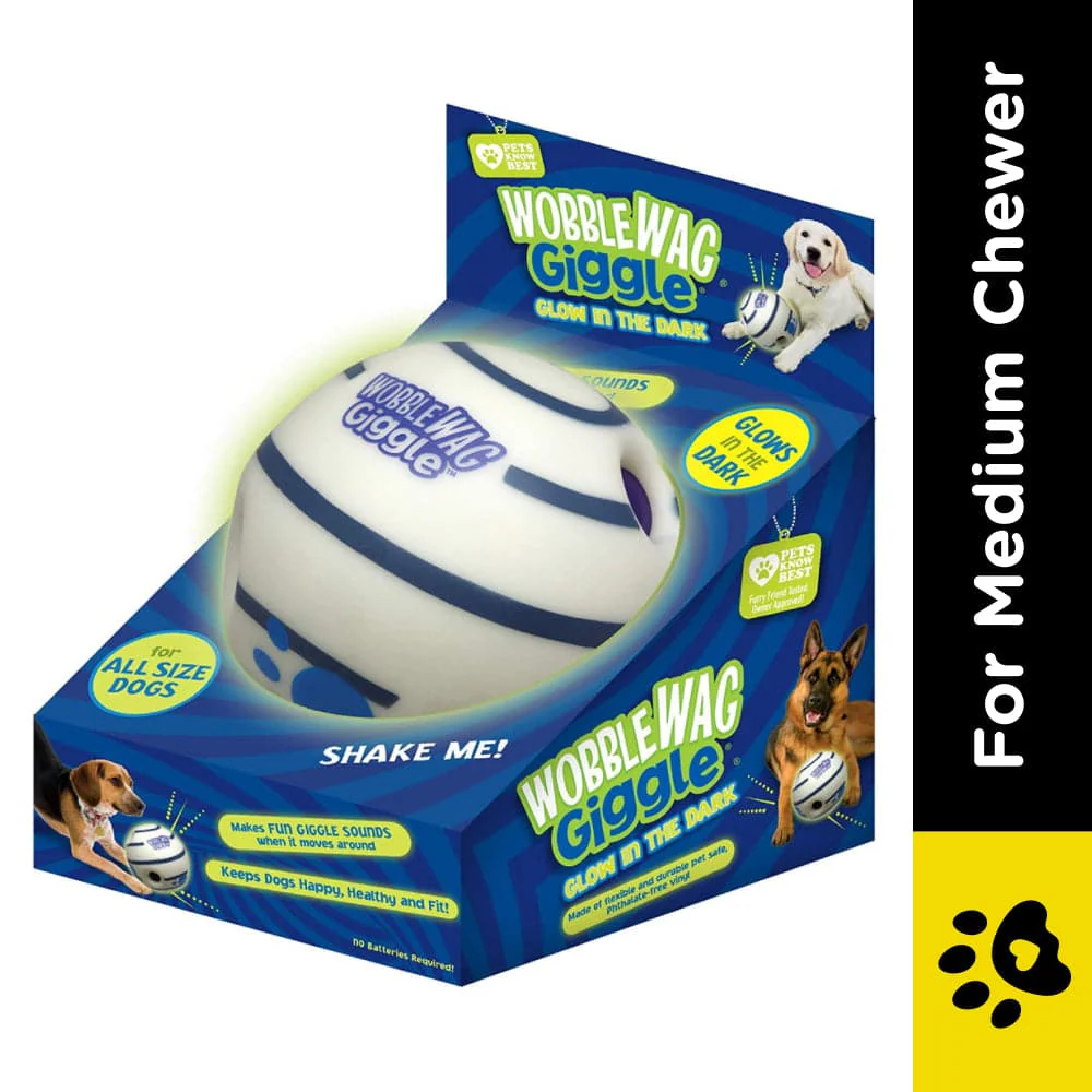 Wobble Wag Giggle Glow in The Dark Interactive Toy for Dogs | For Medium Chewers (White) - Image 2