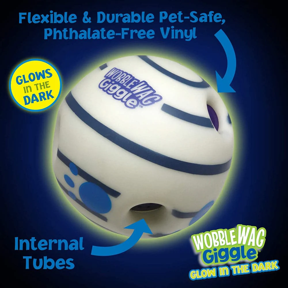 Wobble Wag Giggle Glow in The Dark Interactive Toy for Dogs | For Medium Chewers (White) - Image 3