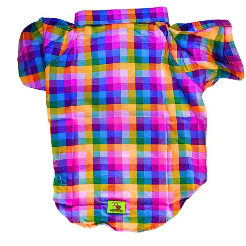 Woofiezz Plaid Shirt for Dogs and Cats (Rainbow) - Image 3