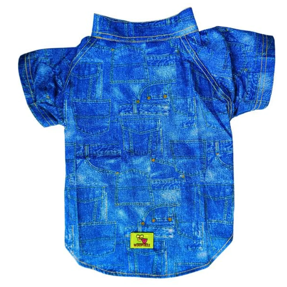Woofiezz Denim Dapper Shirt for Dogs and Cats (Blue) - Image 3