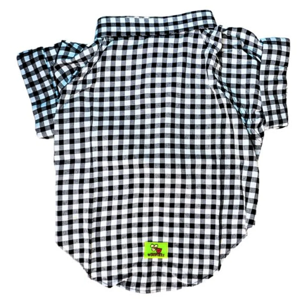 Woofiezz Monochrome Check Classic Shirt for Dogs and Cats (Black/White) - Image 3