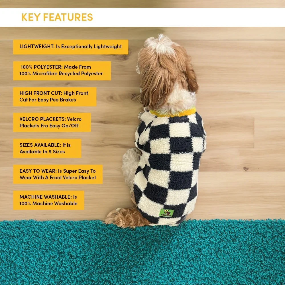 Woofiezz Soft & Cosy Checked Winter Sweater for Dogs and Cats (Yellow) - Image 4