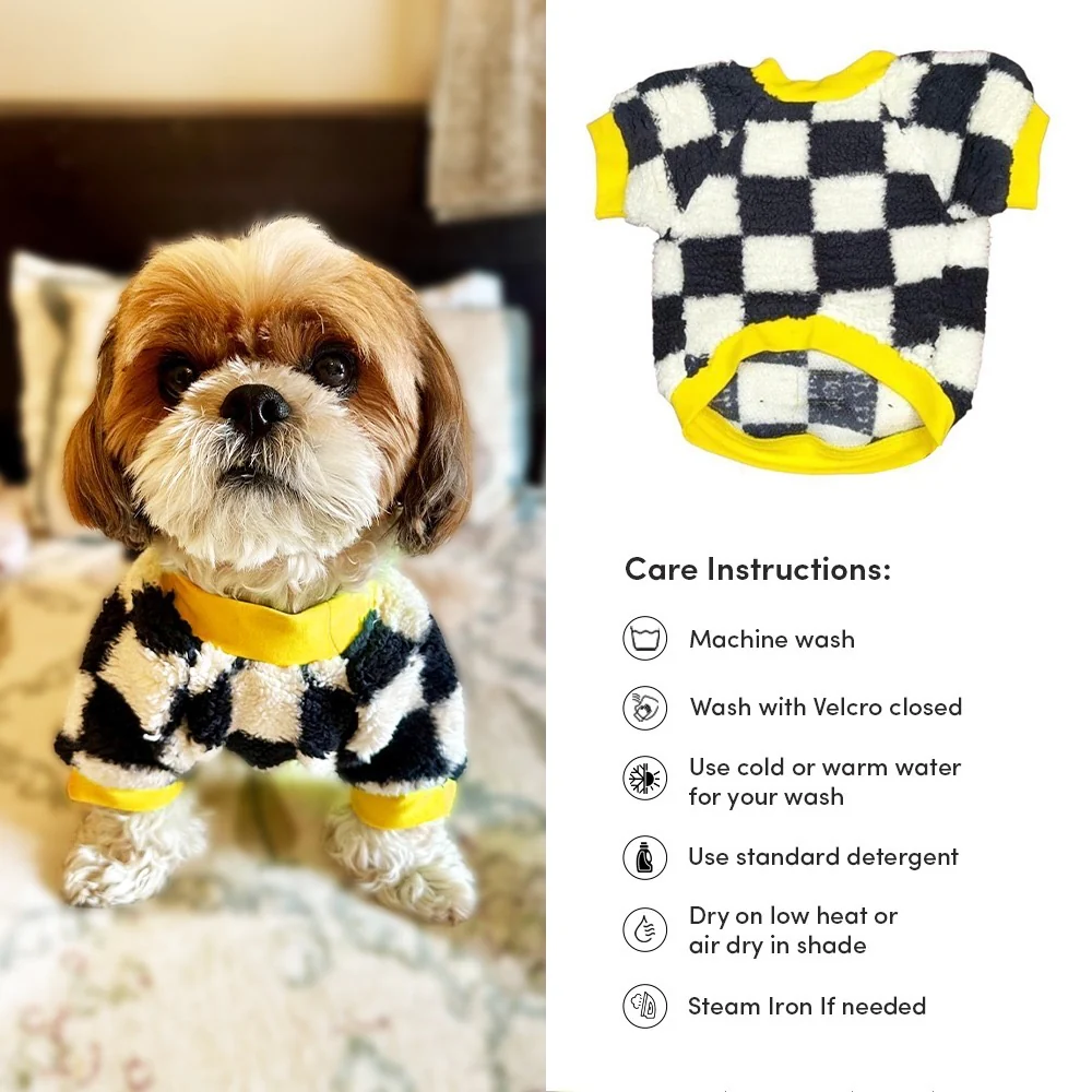 Woofiezz Soft & Cosy Checked Winter Sweater for Dogs and Cats (Yellow) - Image 5