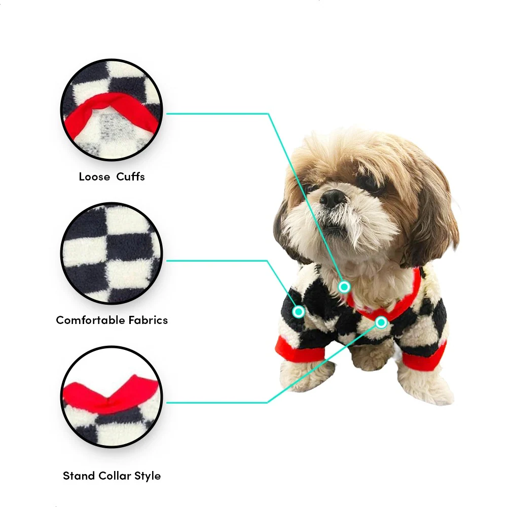 Woofiezz Soft & Cosy Checked Winter Sweater for Dogs and Cats (Red) - Image 3