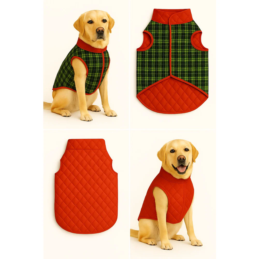 Woofiezz Warm & Comfortable Reversible Winter Jackets for Dogs and Cats (Orange) - Image 3