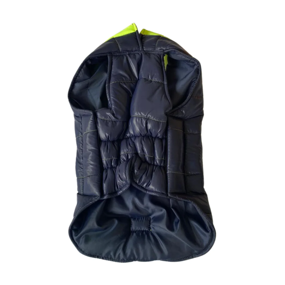 Woofiezz Warm & Comfortable Winter Jackets for Dogs and Cats (Neon Green/Blue) - Image 4