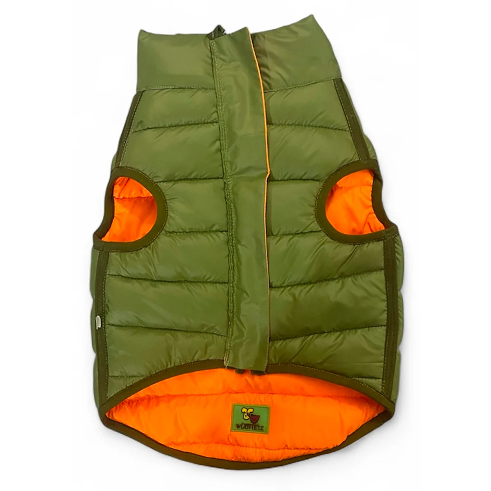 Woofiezz Warm & Comfortable Winter Jackets for Dogs and Cats (Orange/Olive Green) - Image 3