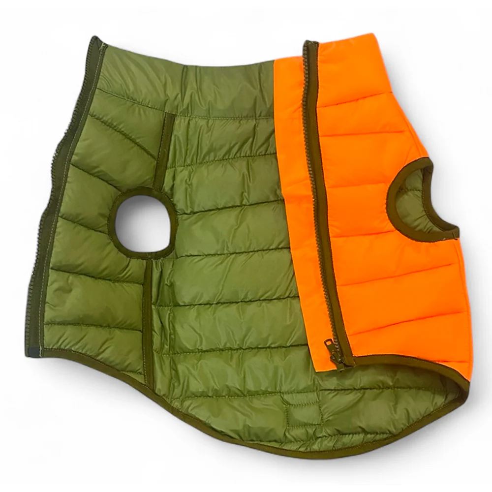 Woofiezz Warm & Comfortable Winter Jackets for Dogs and Cats (Orange/Olive Green) - Image 4