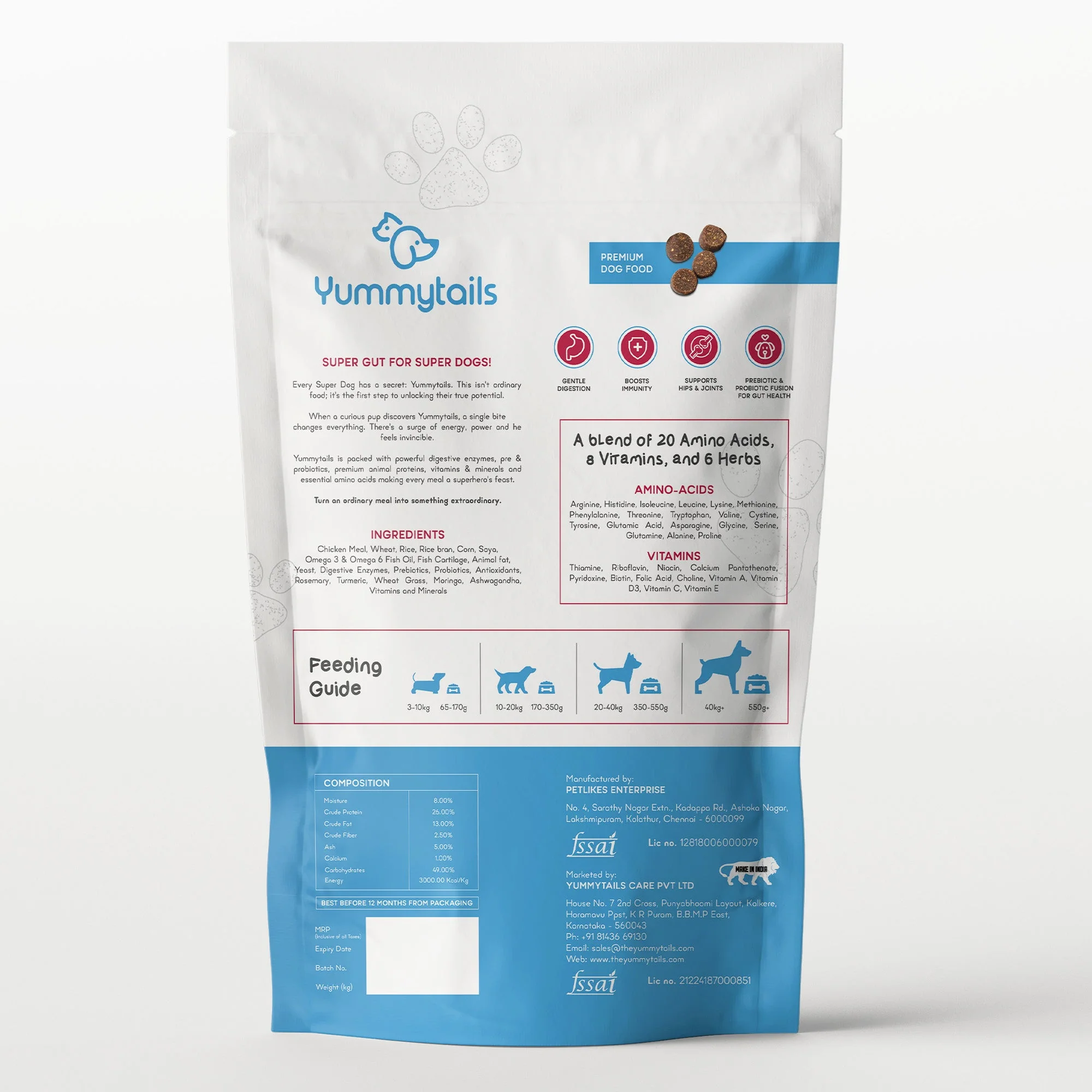 Yummytails Chicken and Fish Premium Adult Medium and Large Dog Dry Food - Image 2