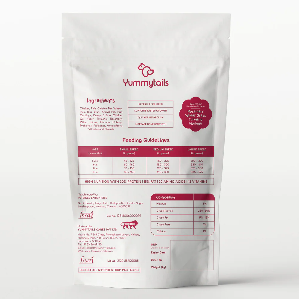 Yummytails Super Premium Mother and Puppy Dry Food | Chicken & Fish Flavor | Corn and Soya Free Formula - Image 10