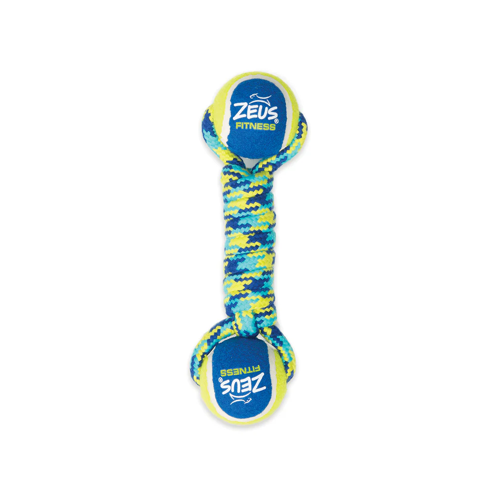 Zeus Double Tennis Ball Rope Dumbbell Toy for Dogs (Blue) - Image 8