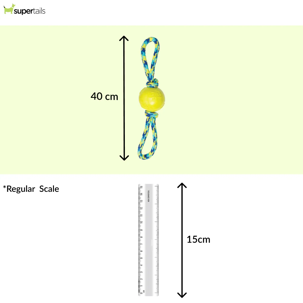 Zeus Rope Ball Tug with Hand Loops Toy for Dogs (Yellow) - Image 2