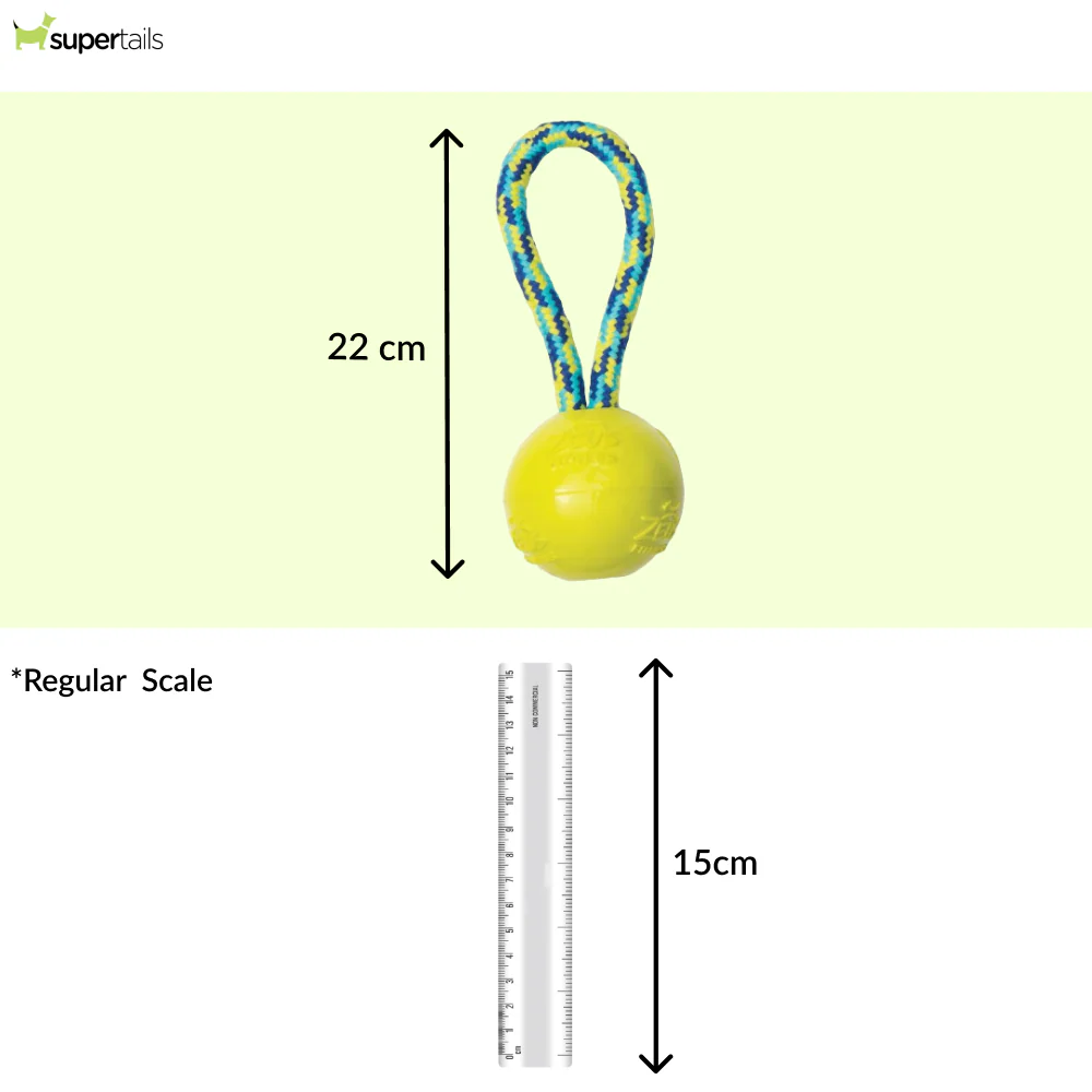 Zeus Rope Ball Tug with Single Hand Loops Toy for Dogs (Yellow) - Image 2