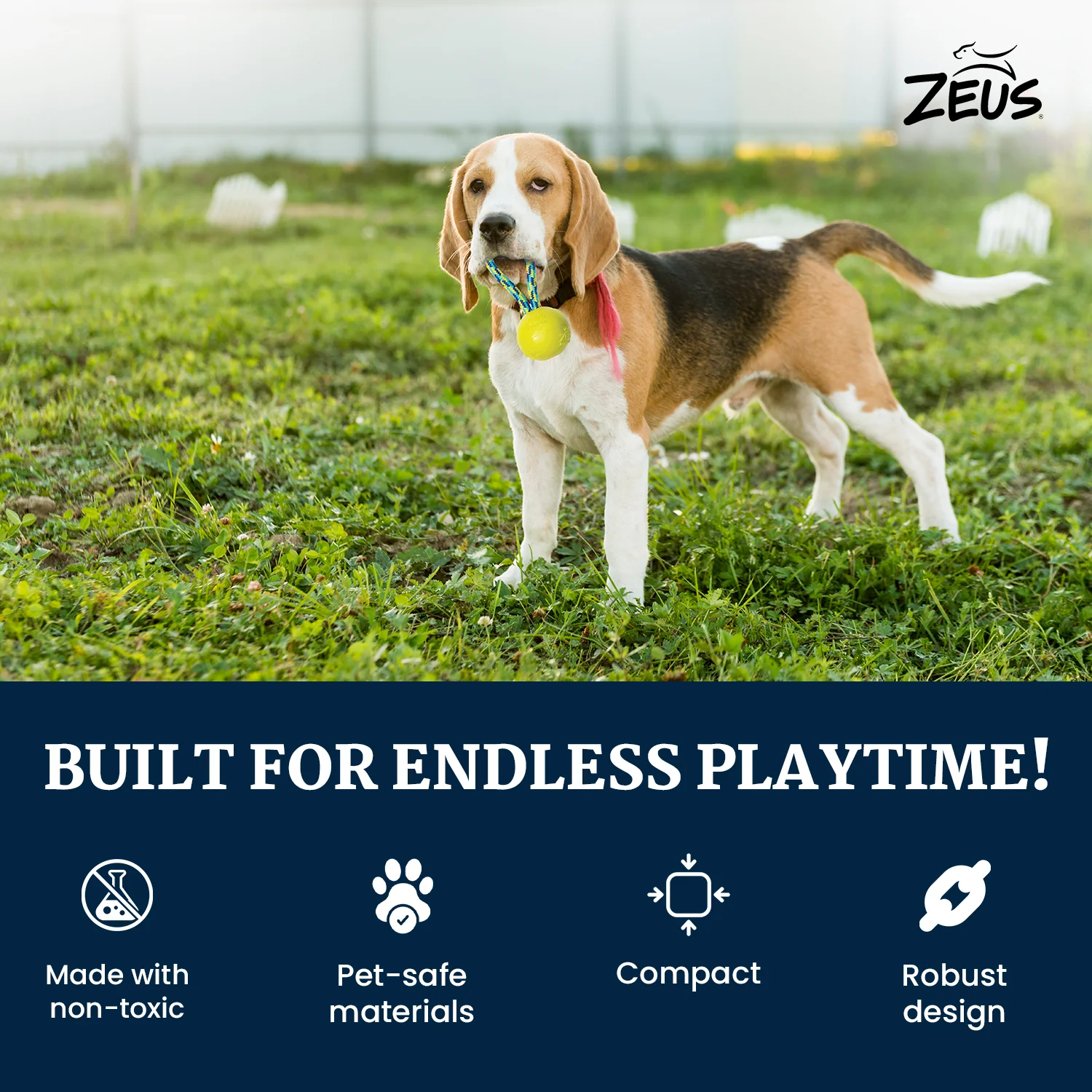 Zeus Rope Ball Tug with Single Hand Loops Toy for Dogs (Yellow) - Image 4