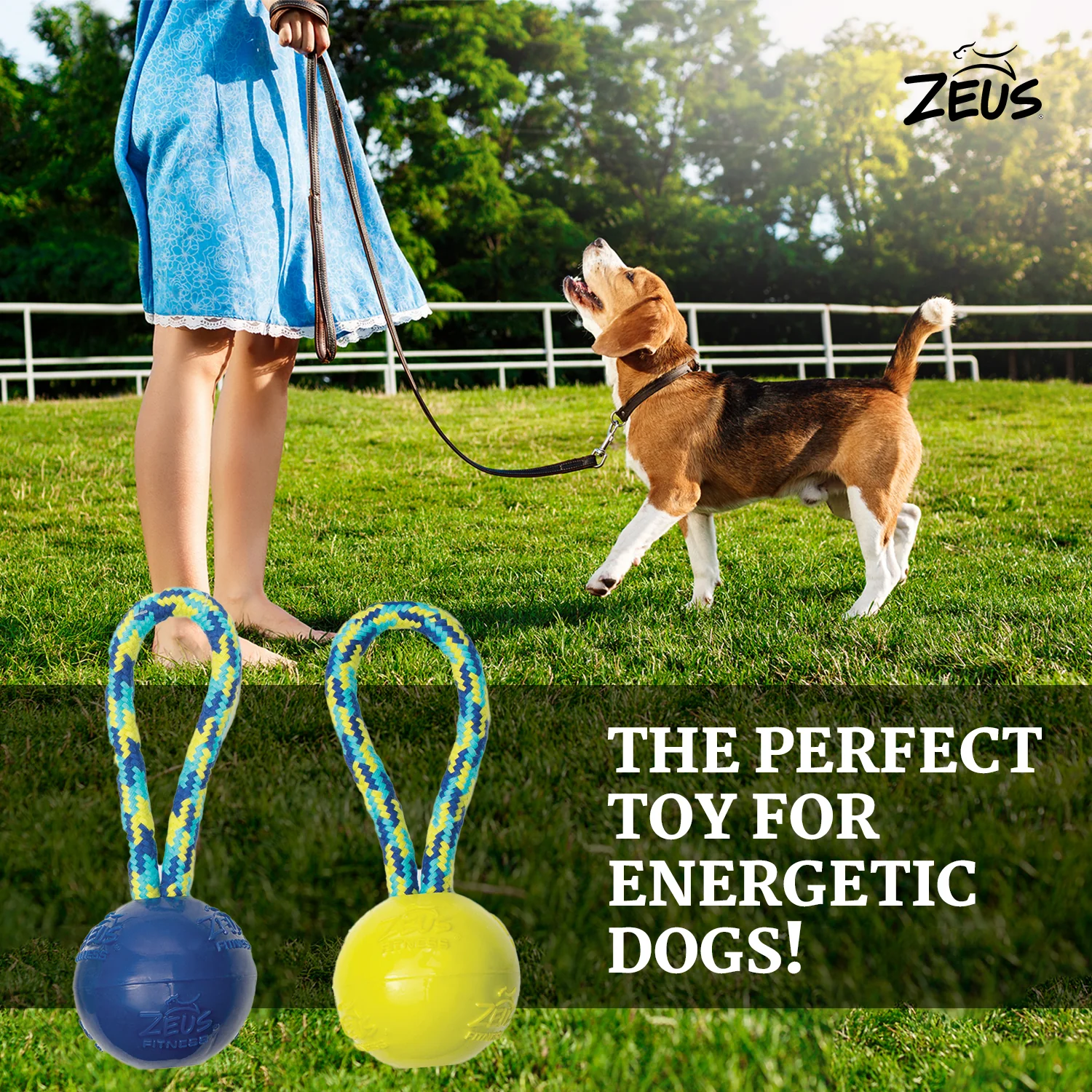 Zeus Rope Ball Tug with Single Hand Loops Toy for Dogs (Yellow) - Image 6