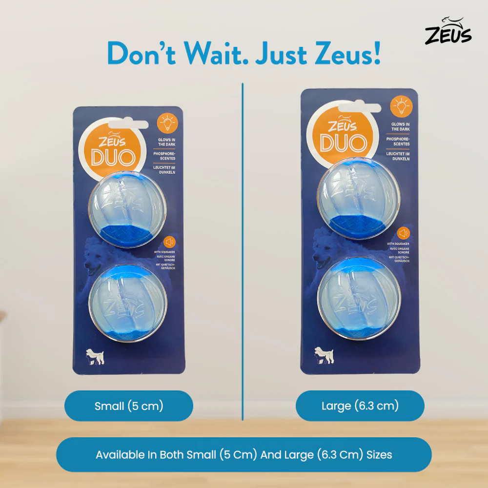 Zeus Squeaker & Glow DUO Ball for Dogs (Blue) - Image 7
